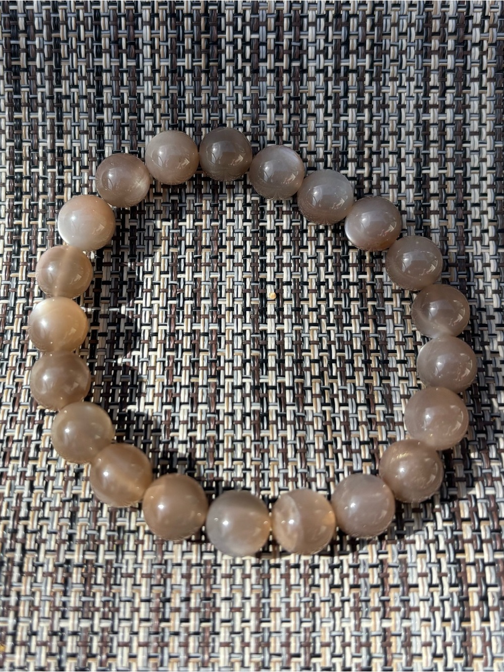 Dark Peach/Gray Moonstone Stretch Bracelet. 7 inch